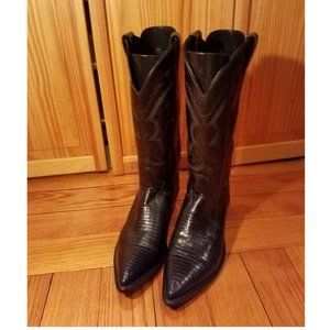 Justin Ladies Exotic Black Lizard Boots .